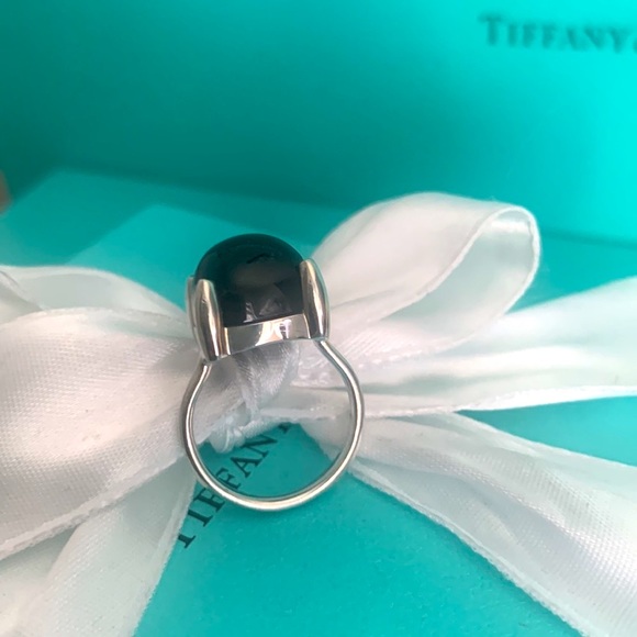 Tiffany & Co Large Sugar Stack Ring Black Onyx Paloma Picasso Stone  12mm size 5 - Picture 1 of 14